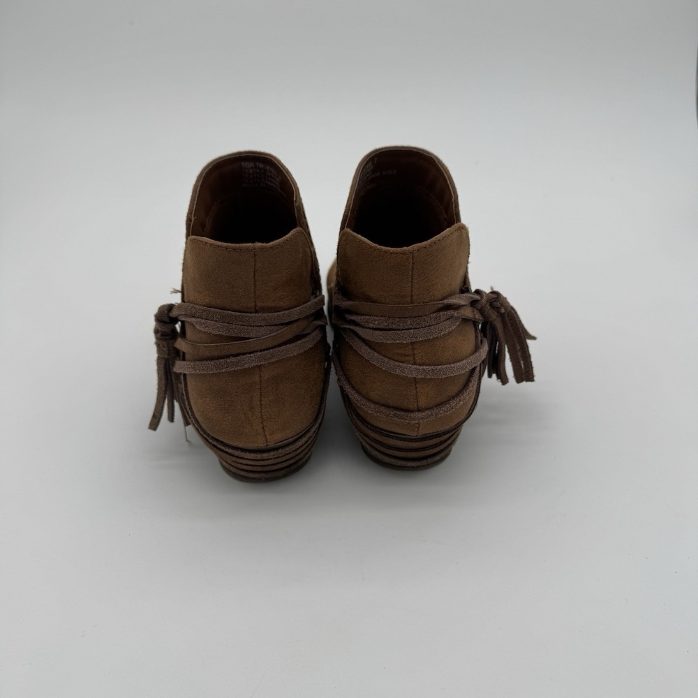 Sugar Brown Suede Ankle Boots Fringe Tassel Western Boho Womens Size 7 - Picture 4 of 13